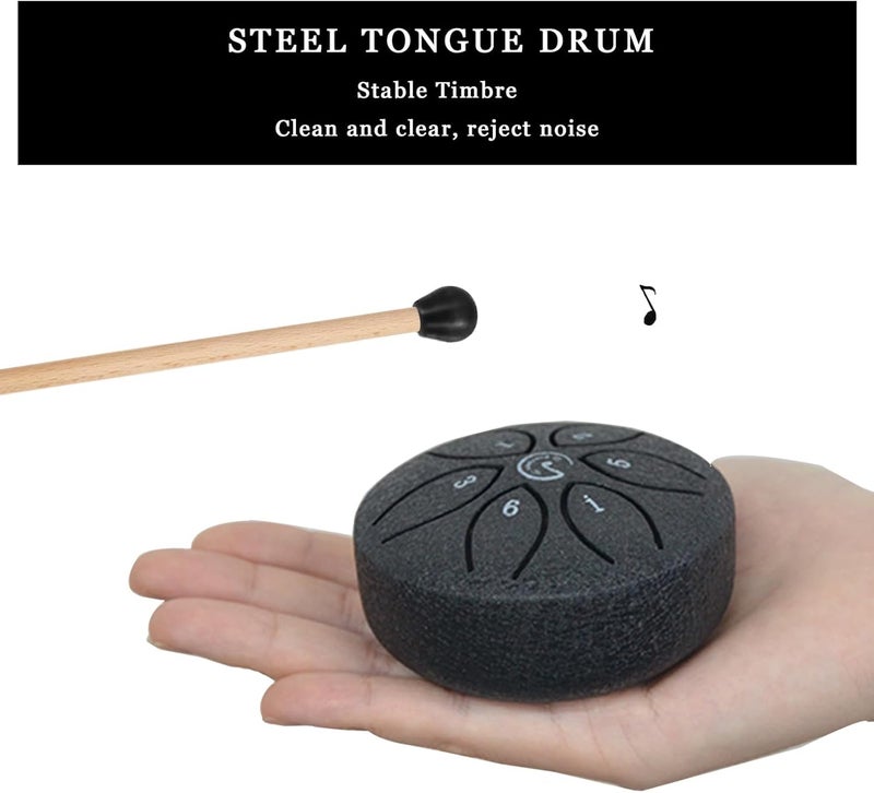 Everjoys Steel Tongue Drum 3 Inch 6 Notes C-Key Handpan Drum Percussion Instrument Ethereal Drum with Cloth Bag,Music Book and Mallets, Music Gift for Kids - Image 5